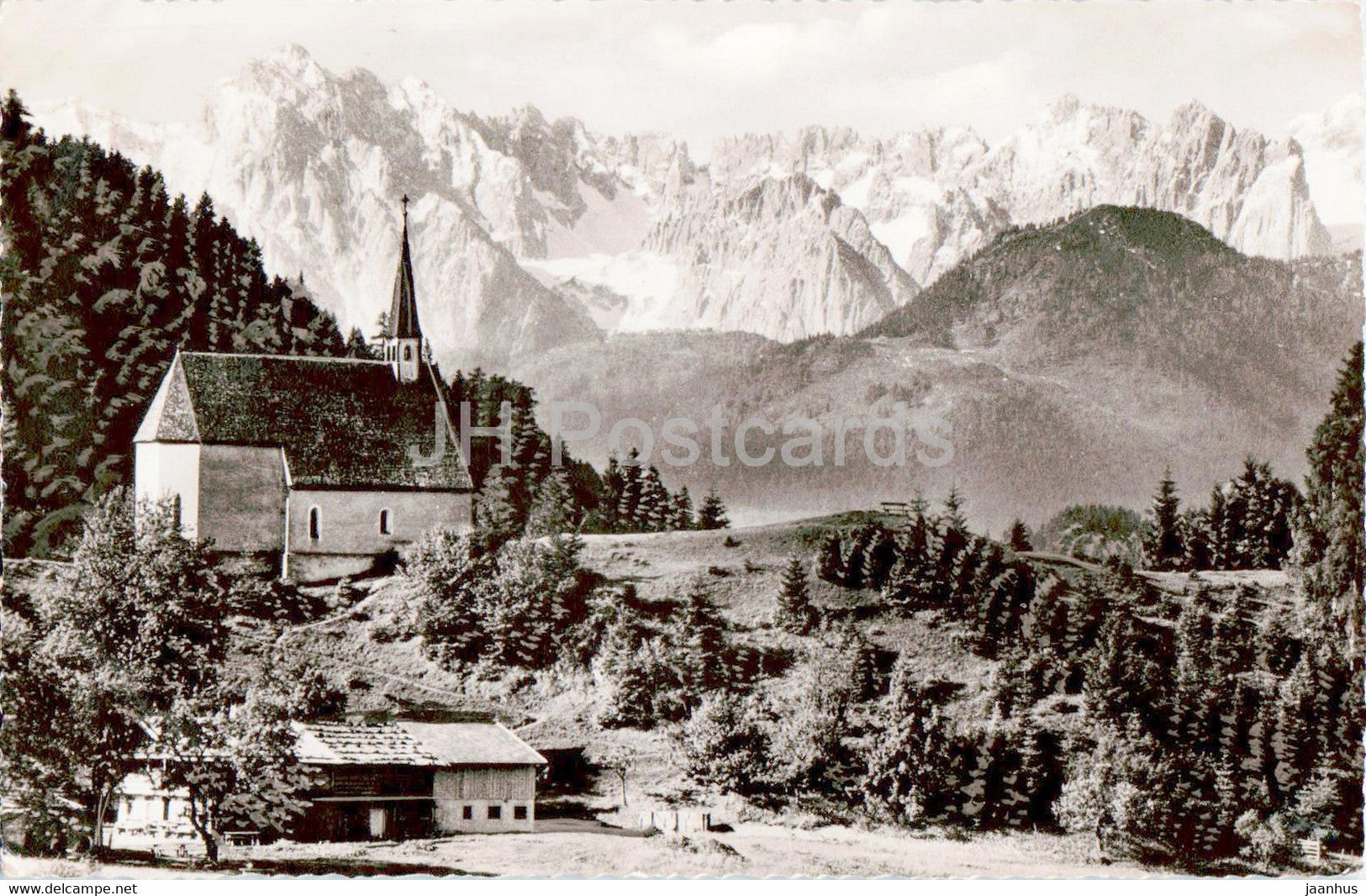 Schleching - Streichenkapelle aus dem 8 Jahrhundert und Kaisergebirge - old postcard - 1959 - Germany - used - JH Postcards