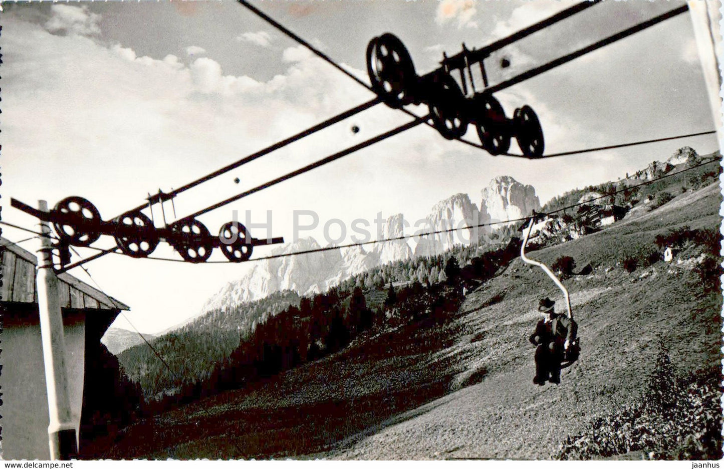 Dolomiti - Seggiovia di Campitello - skilift - 1 - old postcard - Italy - unused - JH Postcards