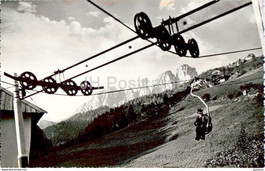 Dolomiti - Seggiovia di Campitello - skilift - 1 - old postcard - Italy - unused - JH Postcards