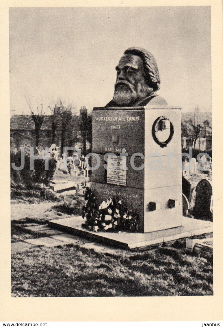 Karl Marx monument at Highgate Cemetery in London - 1967 - Russia USSR - unused - JH Postcards