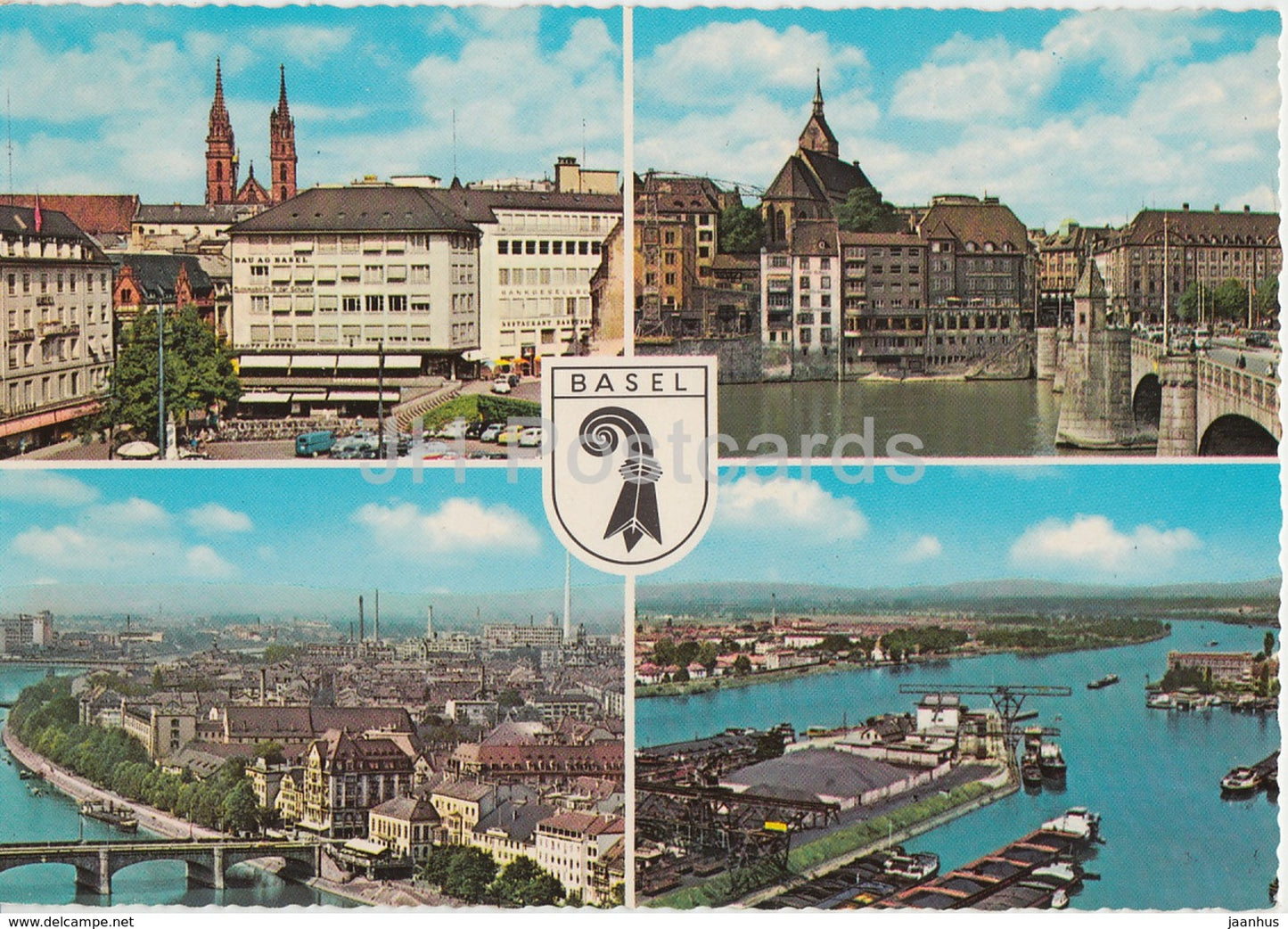 Basel - Basle - bridge - multiview - Switzerland - unused - JH Postcards