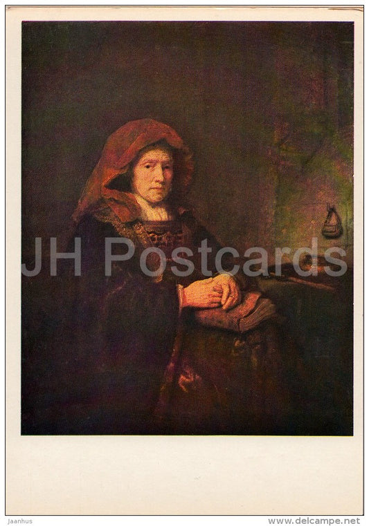 painting by Rembrandt - Portrait of an Old Woman with Spectacles , 1643 - Dutch art - 1980 - Russia USSR - unused - JH Postcards