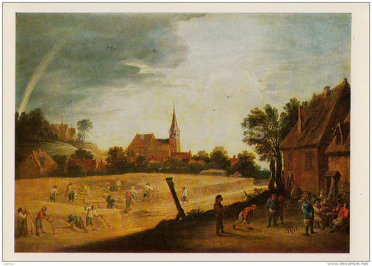 painting by David Teniers the Younger - Harvest - church - Flemish art - 1977 - Russia USSR - unused - JH Postcards