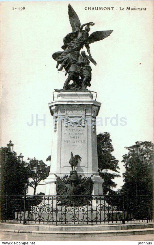 Chaumont - Le Monument - 1198 - old postcard - 1915 - France - used - JH Postcards