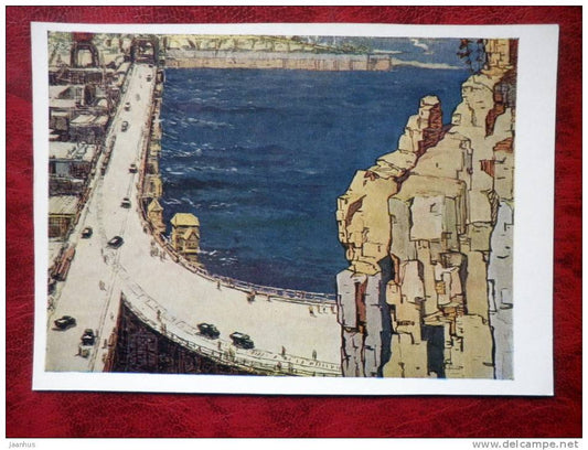 Painting by S. A. Kupriyanov - building of Hydroelectric Power Station , 1959 - russian art - unused - JH Postcards