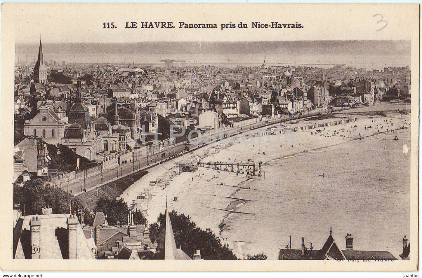 Le Havre - Panorama pris du Nice Havrais - beach - 115 - old postcard - France - unused - JH Postcards