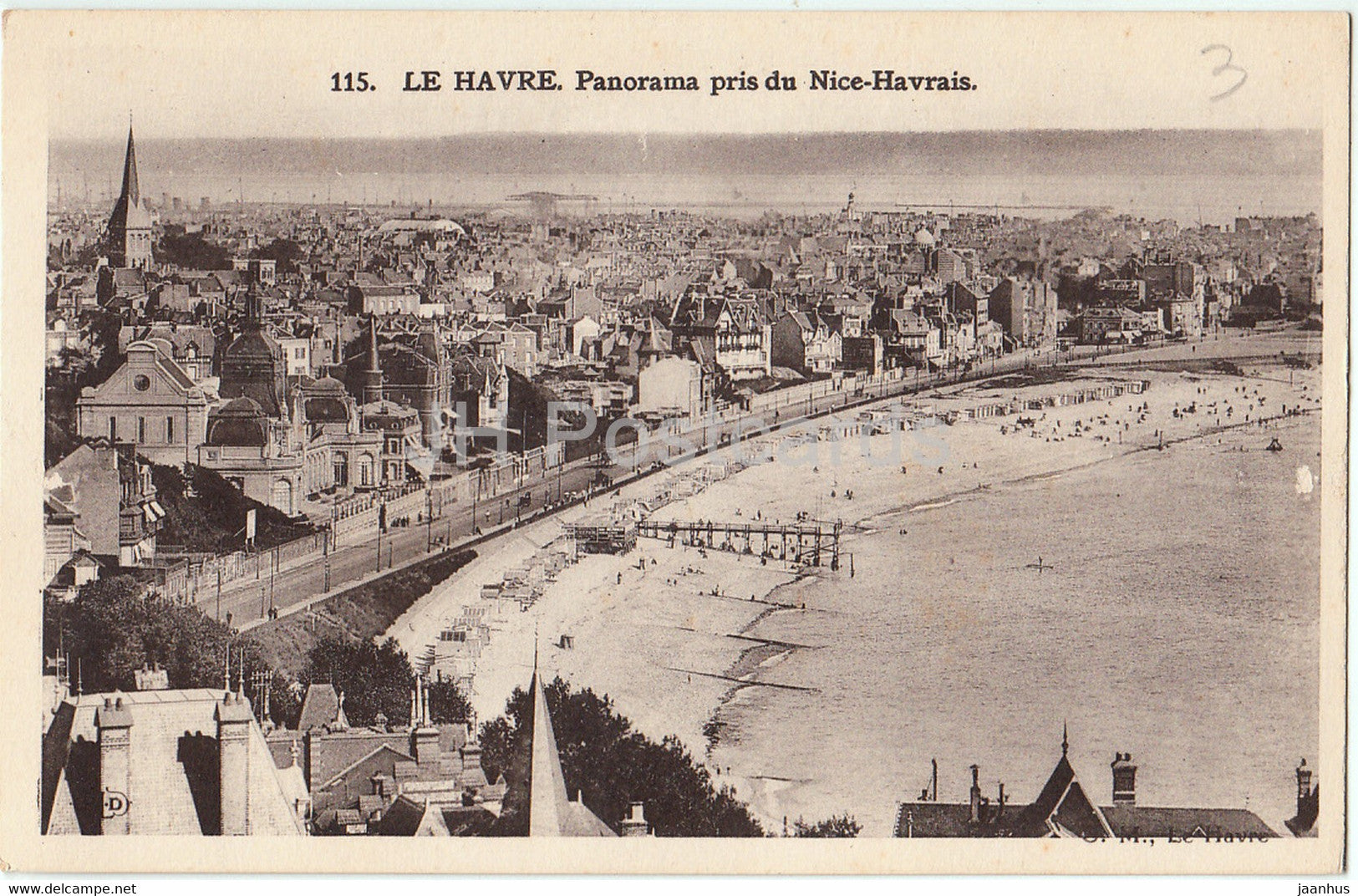 Le Havre - Panorama pris du Nice Havrais - beach - 115 - old postcard - France - unused - JH Postcards