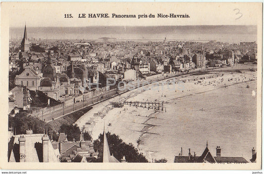 Le Havre - Panorama pris du Nice Havrais - beach - 115 - old postcard - France - unused - JH Postcards