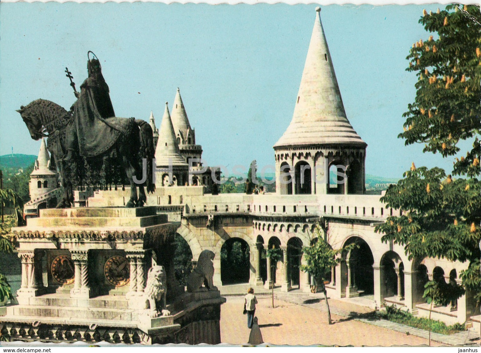 Budapest - Fishers Bastion with St Stephen Statue - Hungary - used - JH Postcards