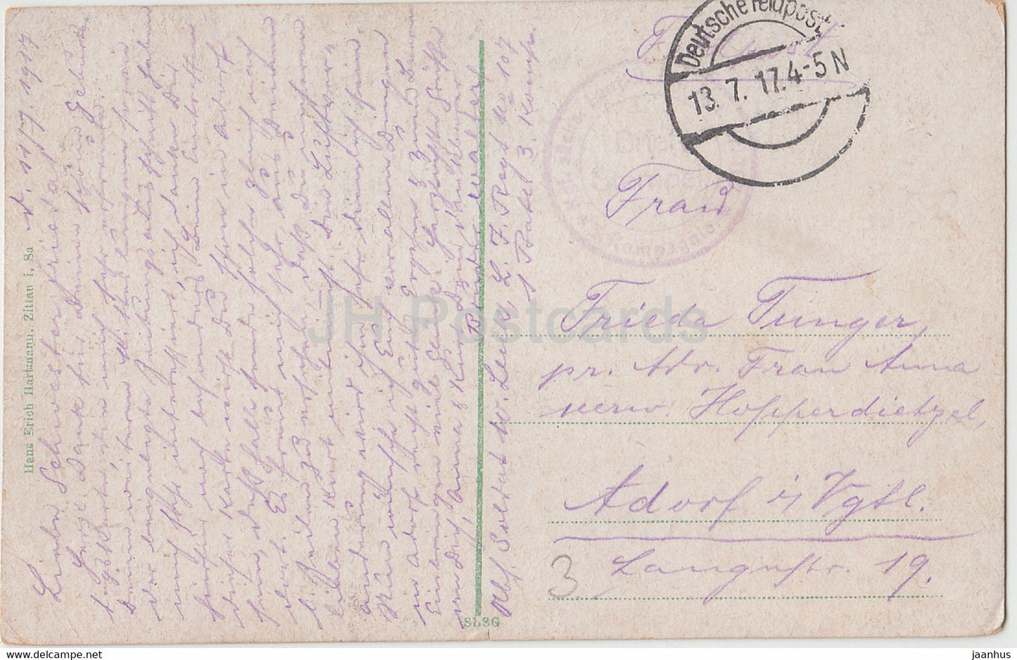 Krajobraz wiejski - Russische Landschaft - moulin à vent - Feldpost - carte postale ancienne - 1917 - Russie - utilisé