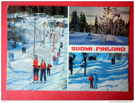 Finnish Winter - ski - running sport - 844 - Finland - sent from Finland Turku to Estonia USSR 1979 - JH Postcards