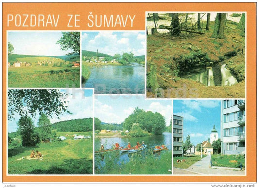 Sumava - canoe - Kvilda - tourist center Lenora - Volary - camping area Borova Lada - Czechoslovakia - Czech - unused - JH Postcards
