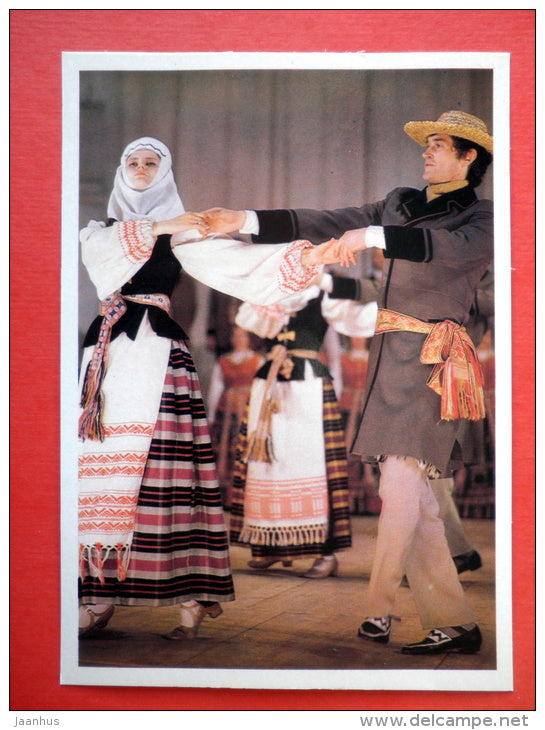 Rugeliai , Lithuanian Folk Elders Dance - Lithuanian Folk  Dance - folk costumes - 1979 - USSR Lithuania - unused - JH Postcards