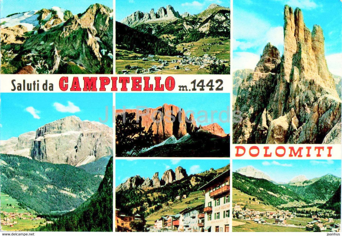 Saluti da Campitello 1442 - Dolomiti - Italy - used - JH Postcards