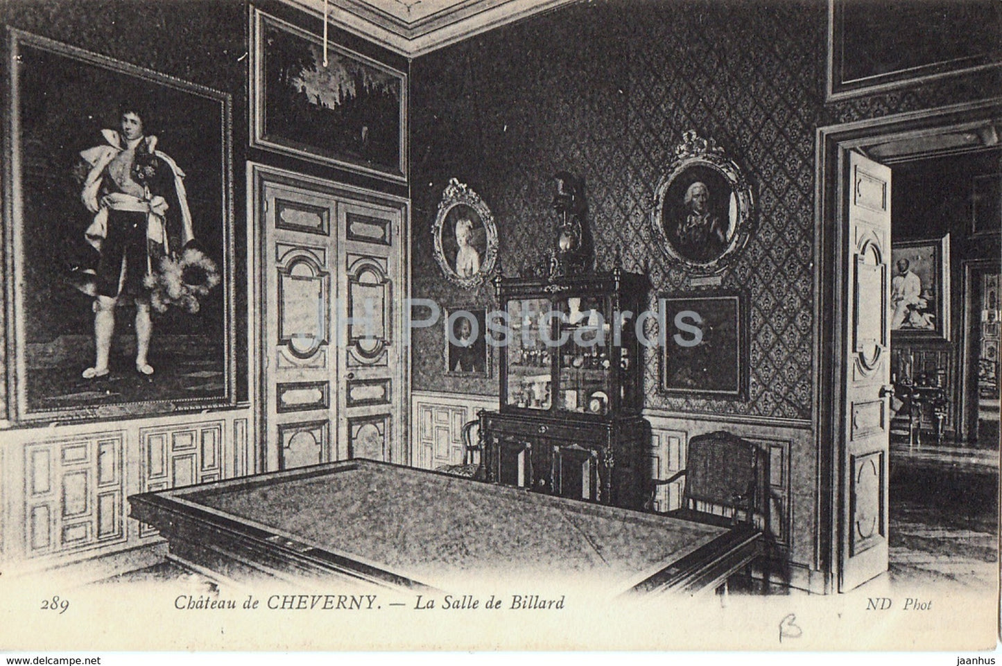 Chateau de Cheverny - La Salle de Billard - castle - 289 - old postcard - 1907 - France - used