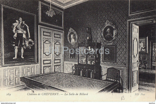 Chateau de Cheverny - La Salle de Billard - castle - 289 - old postcard - 1907 - France - used