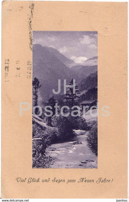 New Year Greeting Card - Viel Gluck und Segen zum Neuen Jahre - 4119 - old postcard - 1908 - Switzerland - used - JH Postcards