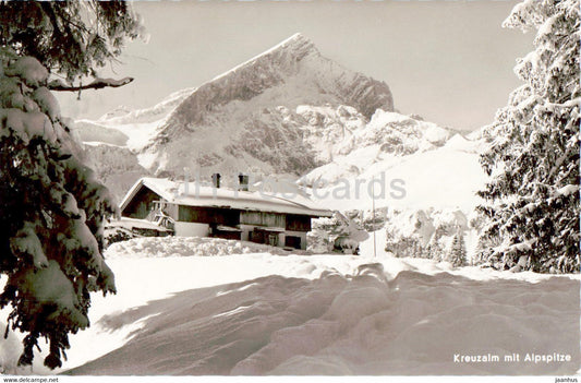 Kreuzalm mit Alpspitze - old postcard - 1957 - Germany - used - JH Postcards