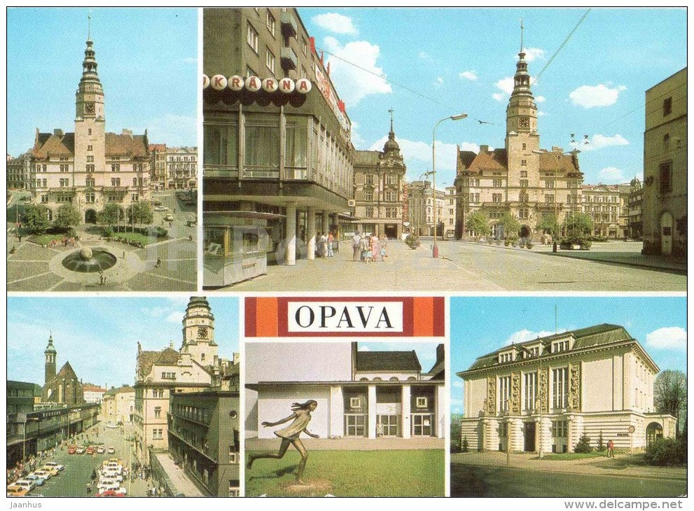 Opava - town views - architecture - Czechoslovakia - Czech - unused - JH Postcards