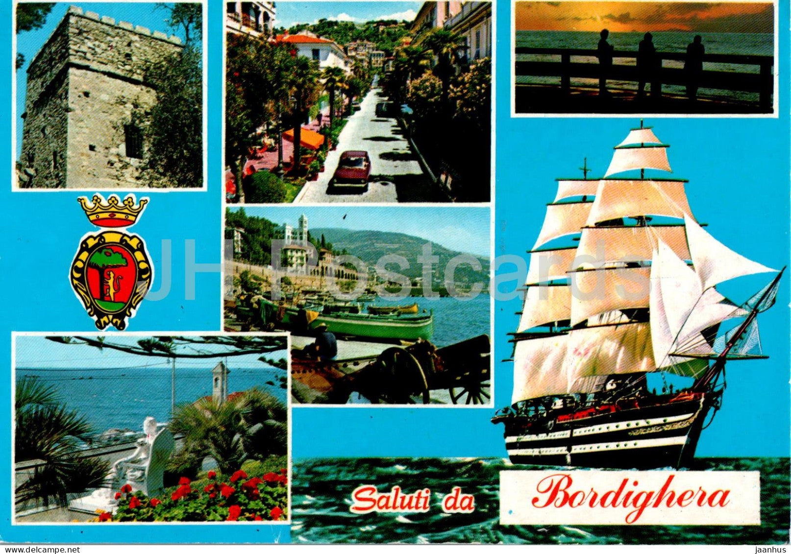 Saluti da Bordighera - Riviera dei Fori - ship - multiview - 8355 - 1995 - Italy - used - JH Postcards
