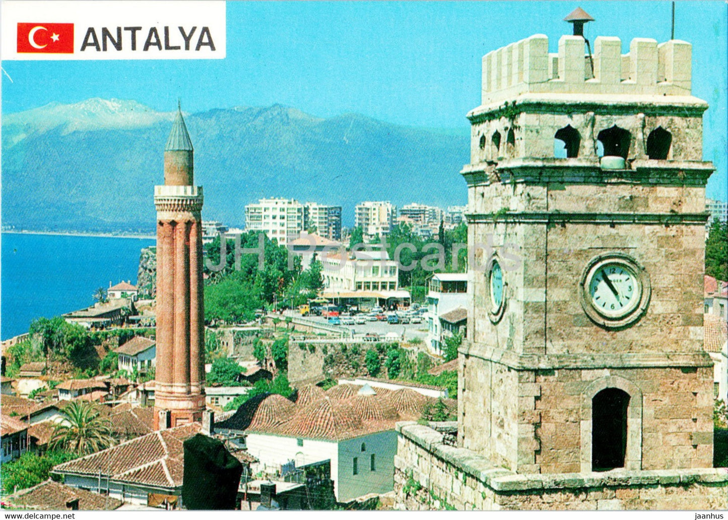 Antalya - Grooved Minaret - Clocktower - clock - Guney - Turkey - unused - JH Postcards