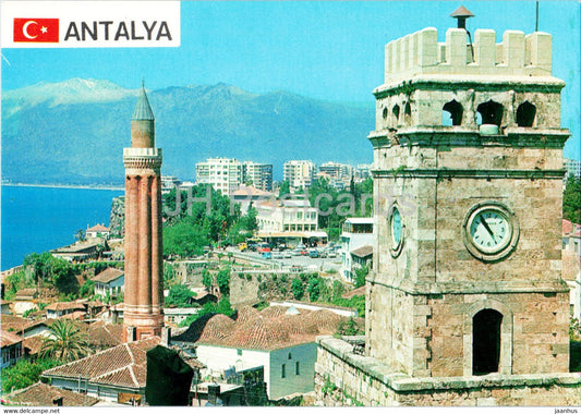 Antalya - Grooved Minaret - Clocktower - clock - Guney - Turkey - unused - JH Postcards