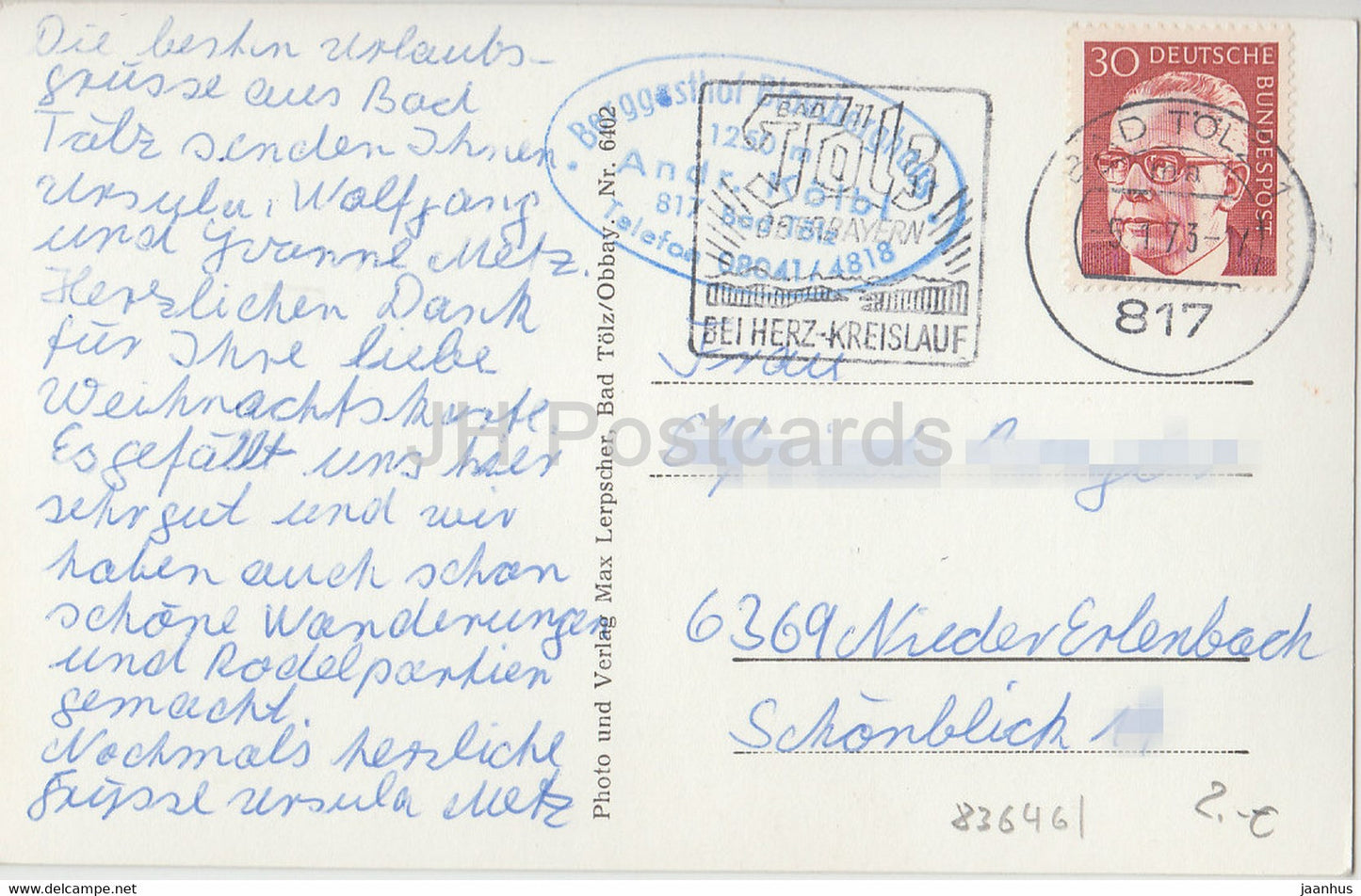Blomberghaus 1250 m b Bad Tolz Obbay - Guffert - Achenseeberge - Juifen - Benediktenwandgruppe - 1973 - Germany - used