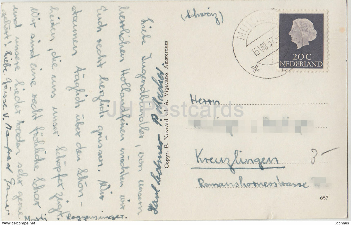 Amsterdam - Herengracht - alte Postkarte - 1957 - Niederlande - gebraucht