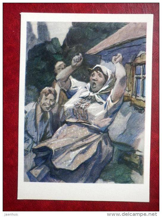 painting by I. Ushakov - russian woman - Pedagogical Poem by I. Makarenko - book - Russia USSR - 1977 - unused - JH Postcards