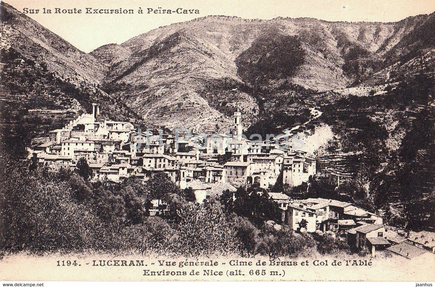 Luceram - Vue Generale - Cime de Braus et Col de l'Able - Environs de Nice - 1194 - old postcard - France - unused - JH Postcards