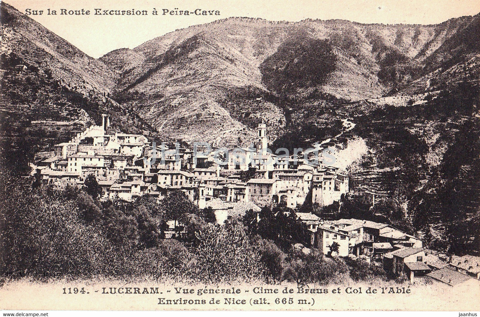 Luceram - Vue Generale - Cime de Braus et Col de l'Able - Environs de Nice - 1194 - old postcard - France - unused - JH Postcards