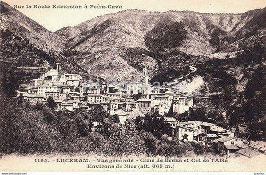Luceram - Vue Generale - Cime de Braus et Col de l'Able - Environs de Nice - 1194 - old postcard - France - unused - JH Postcards