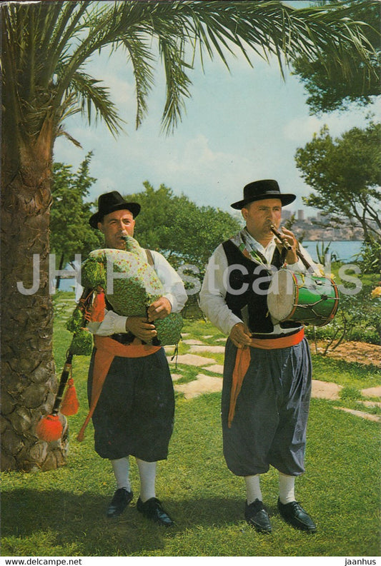 Lorenzo Perello Y Salvador Vives - Xeremiers Tipics Mallorquin - bagpipe - Spanish Folk Costumes - Spain - unused - JH Postcards