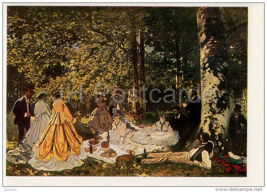 painting by Claude Monet - Luncheon on the Grass , 1866 - French art - 1983 - Russia USSR - unused - JH Postcards