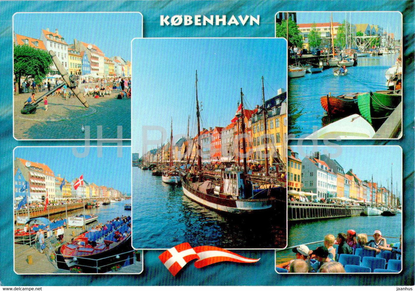 Copenhagen - Kopenhagen - Nyhavn - ship - boat - multiview - T217 - Denmark - unused - JH Postcards