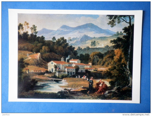 painting by Joseph Anton Koch - large format card - Monastery of St Francis in the Sabine , 1812 - german art - unused - JH Postcards