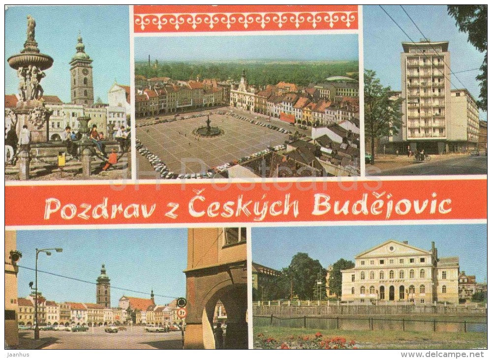 Ceske Budejovice - streets - Square - Czechoslovakia - Czech - used - JH Postcards