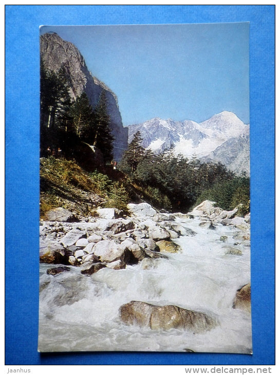 mountain river near Tsei holiday house - North Ossetia - 1968 - Russia USSR - unused - JH Postcards