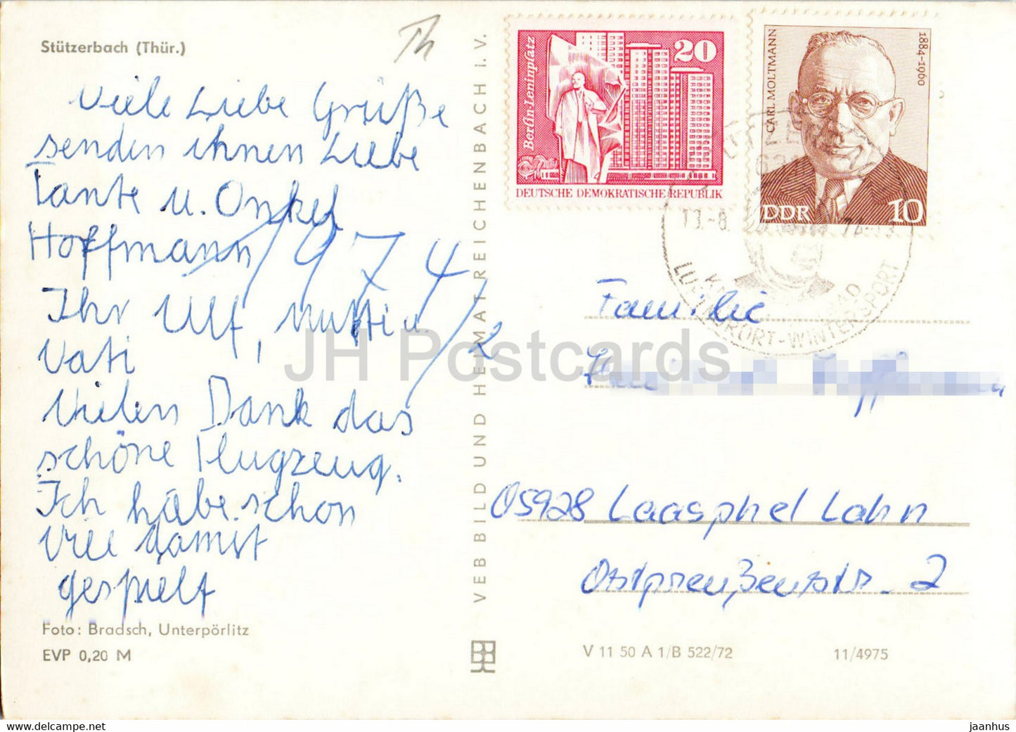 Stutzerbach - Thur - carte postale ancienne - 1974 - Allemagne DDR - utilisé