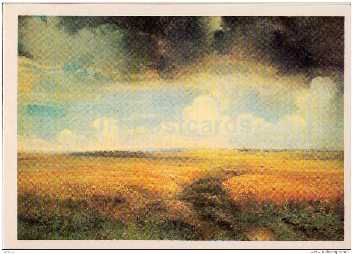 painting by A. Savrasov - Rye Field , 1881 - Russian art - 1986 - Russia USSR - unused - JH Postcards