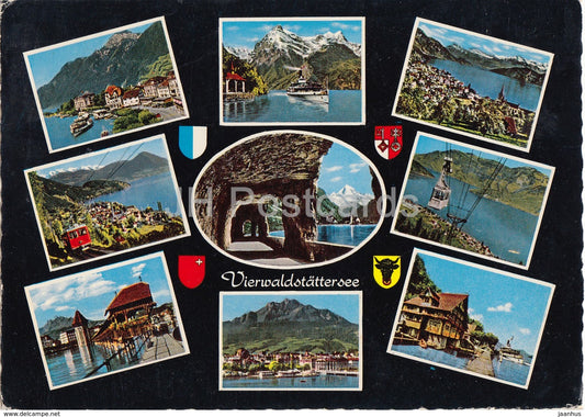 Vierwaldstattersee - multiview - cable car - funicular - 6138 - 1965 - Switzerland - used - JH Postcards