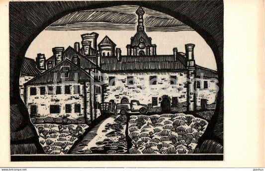 Solovki - view of the monastery refectory - graphics by V. Presnyakov - 1969 - Russia USSR - unused - JH Postcards