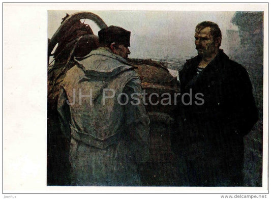 painting by E. Golikhin - Bread , 1929 - horse carriage - russian art - unused - JH Postcards