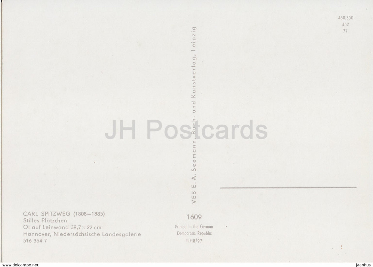 painting by Carl Spitzweg - Stilles Platzchen - 1609 - German art - Germany DDR - unused