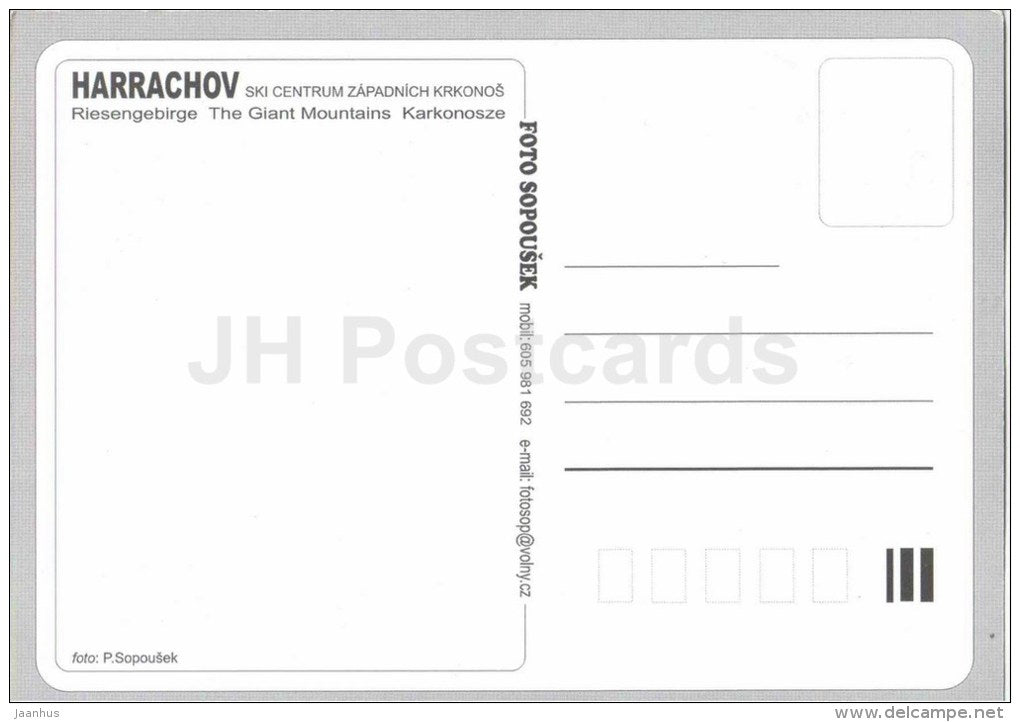 Harrachov - ski resort - Krkonose - horse - The Giant Mountains - Czech - unused - JH Postcards