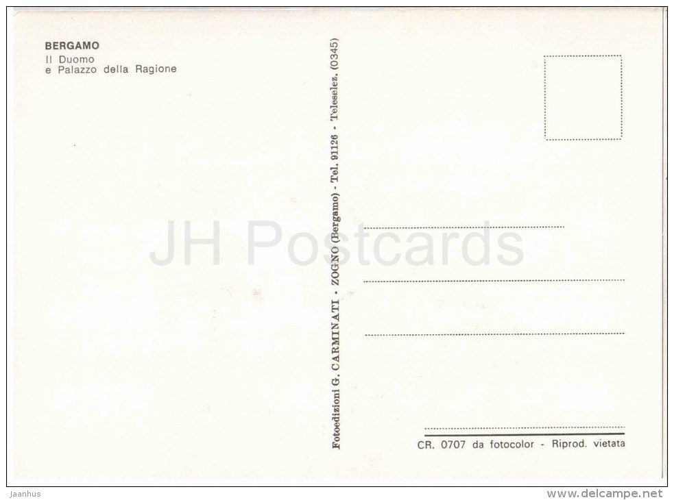 Il Duomo e palazzo della Ragione - cathedral and palace - Bergamo - Lombardia - Italia - Italy - unused - JH Postcards