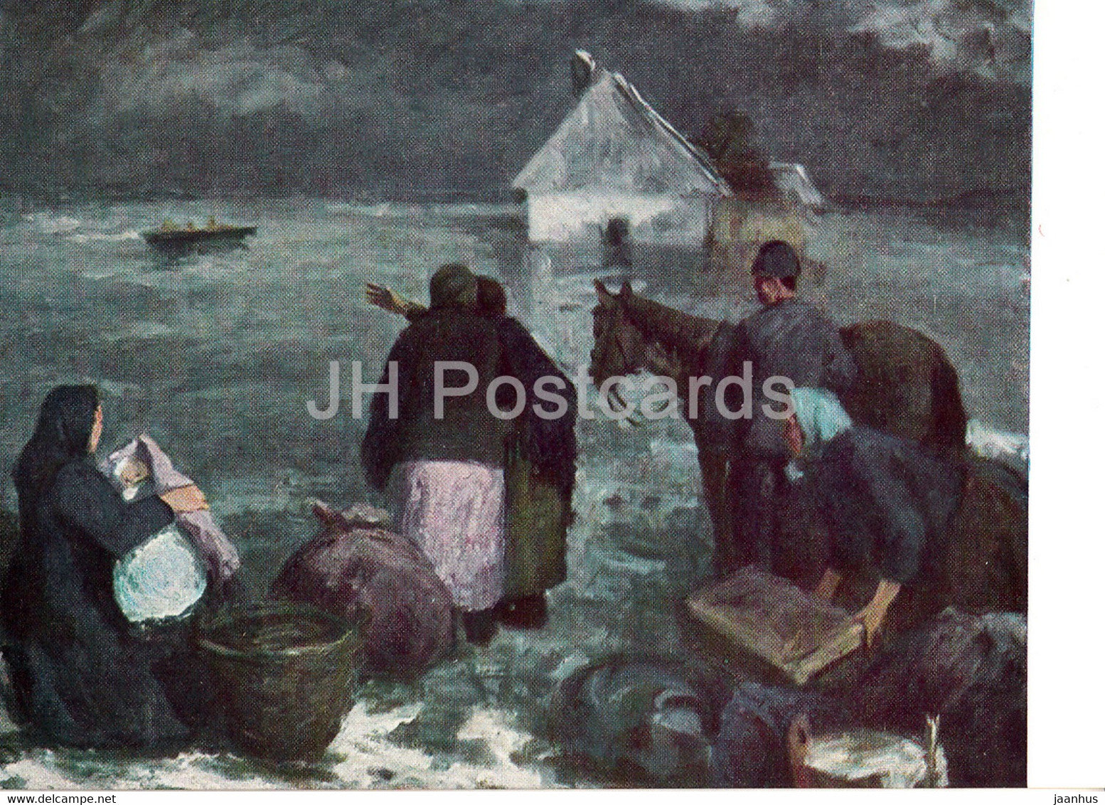 painting by I. Imre - The Flood - horse - 1 - Hungarian art - 1959 - Russia USSR - unused - JH Postcards
