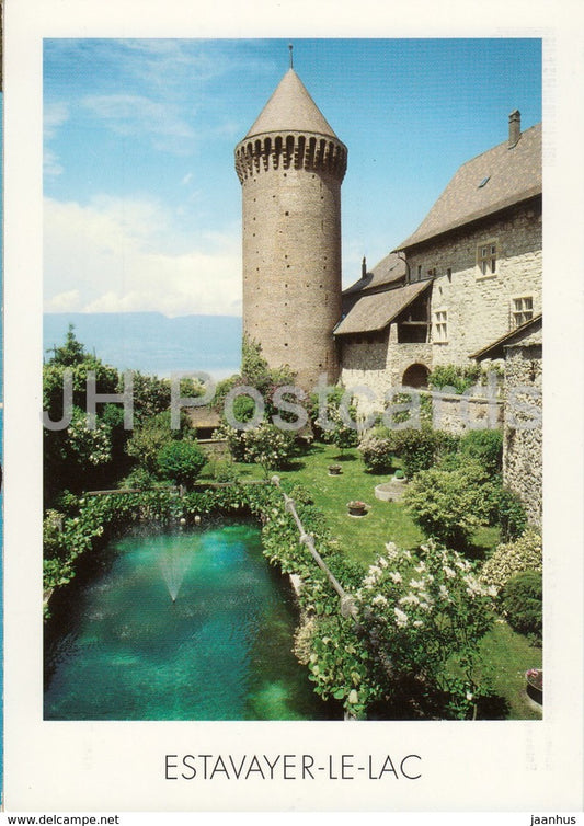 Estavayer Le Lac - Les Jardins et la tour du chateau - castle - Switzerland - used - JH Postcards
