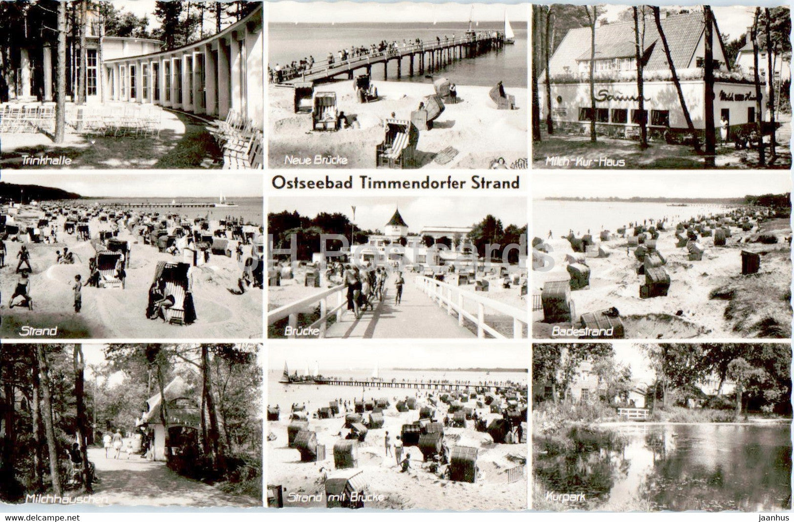 Ostseebad Timmendorfer Strand - Trinkhalle - Strand - Kurpark - beach - old postcard - 1961 - Germany - used - JH Postcards
