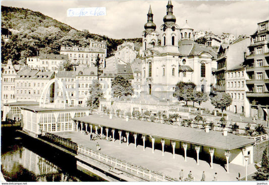 Karlovy Vary - The Sprudel with St Mary Magdalene Church - 1966 - Czech Republic - Czechoslovakia - used - JH Postcards